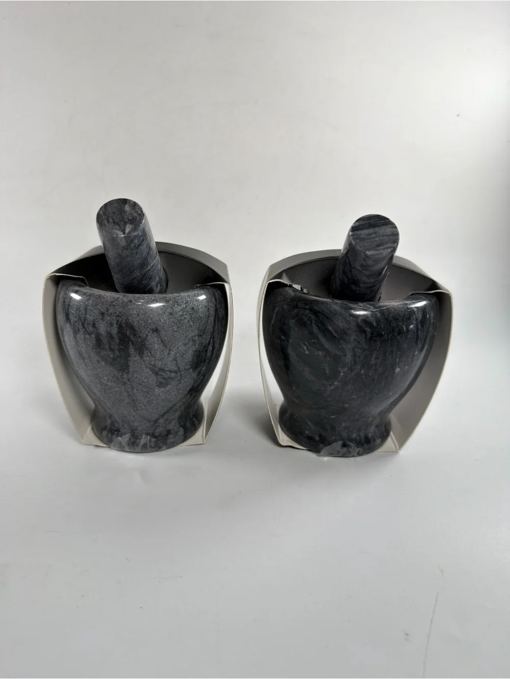 Mortar & Pestle, Marbled, Chef's Kitchen Marble NEW Set Of Two 4.1x4.1